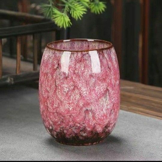 新品　絶妙な陶器、日本茶カップ、マグカップ、160ml X 2個　ピンク