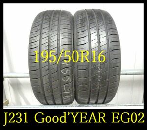 【J231】T2309073 送料無料・代引き可 店頭受取可 2023年製造 イボ付き 約9部山◆Good’YEAR EfficientGrip ECO EG02◆195/50R16◆2本