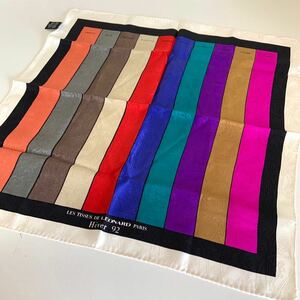 LEONARDre owner -ru silk scarf 100% SILK France made approximately 44×44cm Mini scarf unused goods 