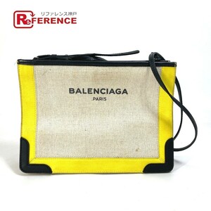 BALENCIAGA バレンシアガ 339937 ネイビー ポシェット 斜め掛け クラッチバッグ ポーチ ショルダーバッグ イエロー レディース【中古】