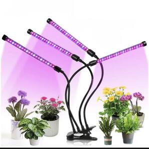 植物育成LEDライト 4ヘッド 植物ライト 室内栽培ランプ タイマー機能 調光機能 観賞用 360°調節 クリップ式 USB ACアダプタ PSE認証の画像1