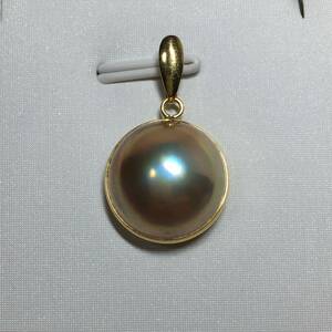 AP93 K18 natural color mabe pearl pendant top 