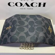 COACH 新品箱付き　コーチシグネチャー 5連 キーケース リング付き ネイビー　PVC F77998 入金確認後の翌日発送します。_画像5