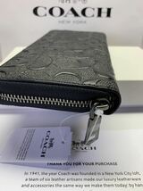 COACH 新品箱付き　長財布 F58113/BLK シグネチャー ラウンドファスナー アコーディオン ウォレット メンズ レディース　翌日発送 _画像2