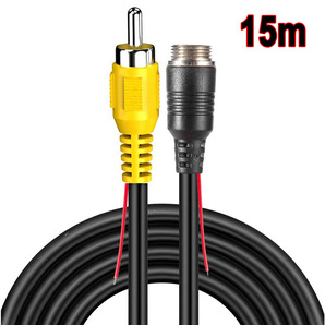 【15m】4pin(メス)⇔RCA(オス)変換 映像/電源ケーブル 車載モニターとバックカメラの接続に 4ピンとRCA互換 AV延長コード