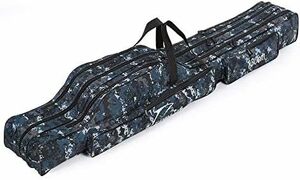 Camouflage Fbestly 釣竿ケース 3層 ポータブル ロッドケース折畳 大容量 竿袋 釣り竿入れ 収納 フィッシングバッグ ポータブル