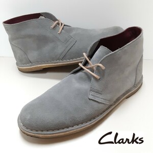 最値!良品!定19800円!名作復刻王道デザイン!クラークス【Clarks】高級ヌバックレザー デザート チャッカ ブーツ!グレー!灰色 26cm相当