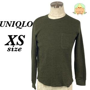 K0086 ②　UNIQLO ユニクロ セーター クールネック XSサイズ カーキ メンズ