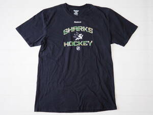 ☆送料無料☆ Reebok リーボック USA直輸入 古着 半袖 NHL SAN JOSE SHARKS サンノゼ・シャークス Tシャツ メンズ L ブラック 中古 即決