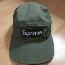 即納 新品 未使用 正規品 ◆ 17AW Supreme Washed Nylon Camp Cap Olive/オリーブ タグ付 フランス マレ店舗購入 ◆◆_画像3