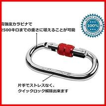 CAMPSTORS登山用 カラビナ 25KN クライミングカラビナ ハードスチール アルミカラビナ レスキュー 登山用具 操作簡単 超軽量 2セット_画像2