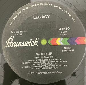 Soul disco record ソウル　ディスコ　レコード　Legacy - Word Up 12 1982