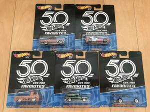 Hot Wheels 50TH FAVORITES '56 Chevy ‘71 AMC Javelin Datsun Bluebird 510 Wagon'60s FORD Econoline Custom VW Squareback 50周年記念