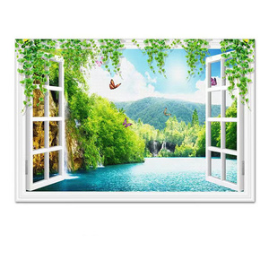 ウォールステッカー 自然風景 3D シール 壁紙 窓ポスター 立体 インテリア ステッカー 防水 壁シール おしゃれ 部屋飾り 90*60cm