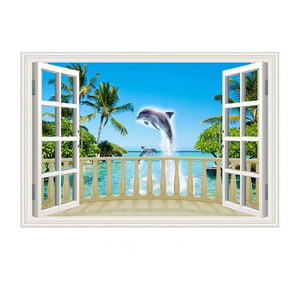 ウォールステッカー 自然風景 3D シール 壁紙 窓ポスター 立体 インテリア ステッカー 防水 壁シール おしゃれ 部屋飾り 90*60cm