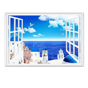  wall sticker nature scenery 3D seal wallpaper window poster solid interior sticker waterproof wall seal stylish part shop decoration 90*60cm