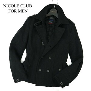 NICOLE CLUB FOR MEN ニコルクラブ フォーメン 秋冬 ウール★ 中綿 Pコート Sz.46　メンズ グレー　A2T14044_C#N