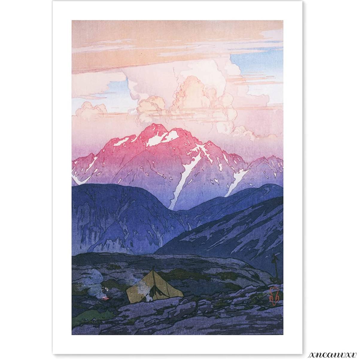 吉田博 日本阿尔卑斯山十二主题早晨剑山(日本画)印刷品日本制造 A3 尺寸复制画山水画室内壁挂房间装饰装饰画海报, 绘画, 浮世绘, 打印, 其他的