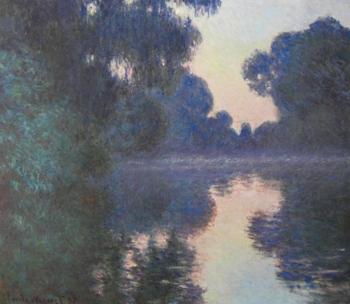 Morning on the Seine, Claude Monet, Rare art books and framed paintings, Nature, Landscape, France, New Picture Frame, In good condition, free shipping, Painting, Oil painting, Nature, Landscape painting