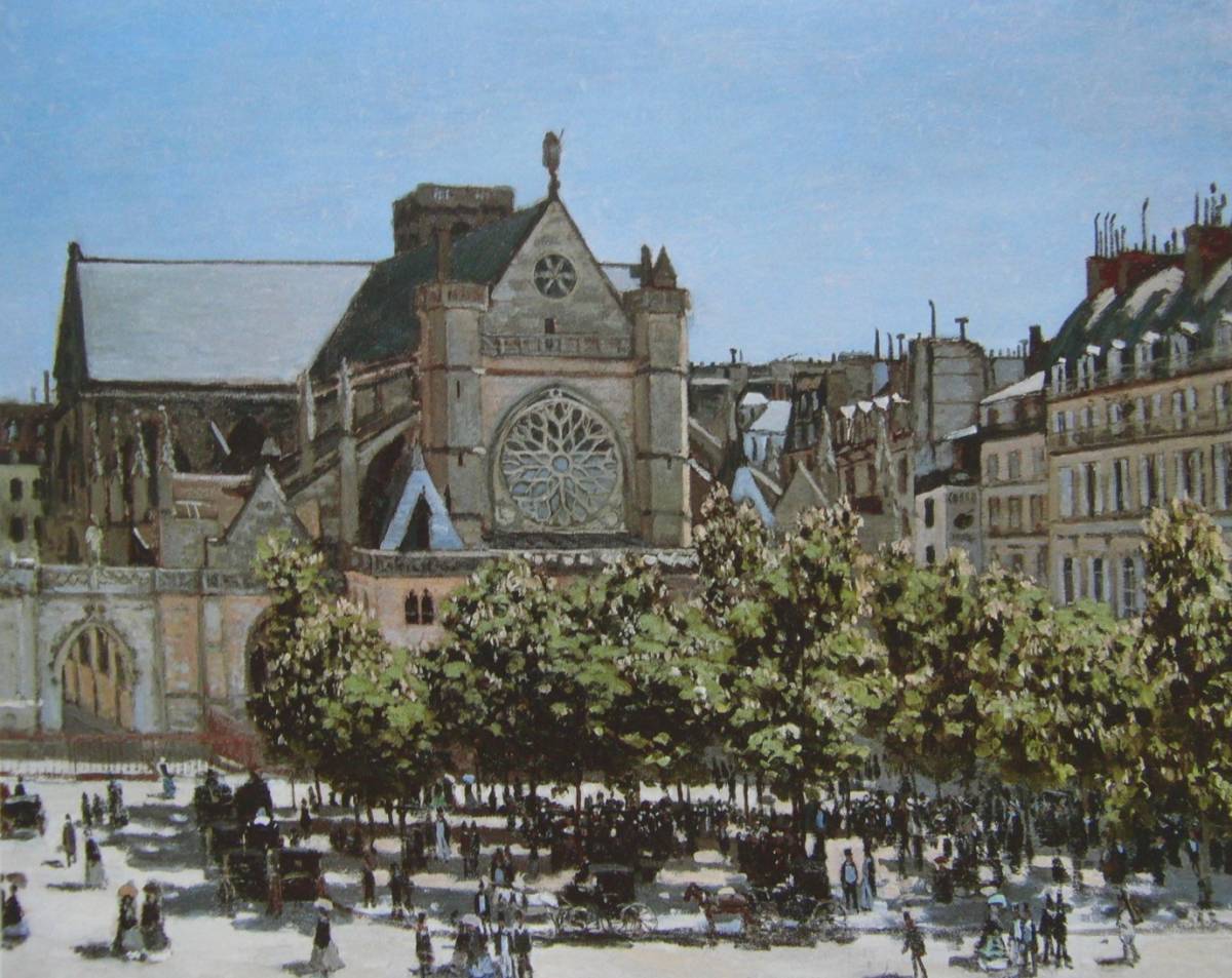 Church of Saint-Germain-l'Auxerrois, Claude Monet, Rare art books and framed paintings, Nature, Landscape, France, New Picture Frame, In good condition, free shipping, Painting, Oil painting, Nature, Landscape painting