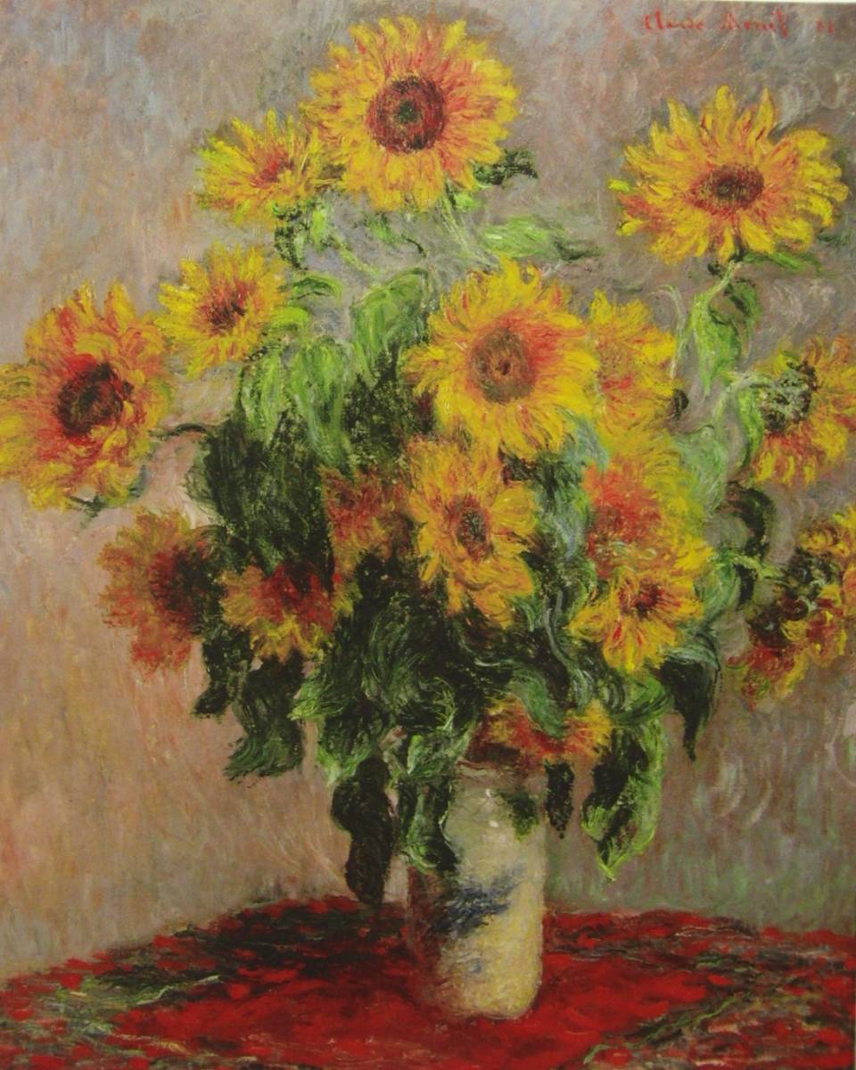 sunflower, Claude Monet, Rare art books and framed paintings, Nature, Landscape, France, New Picture Frame, In good condition, free shipping, Painting, Oil painting, Nature, Landscape painting