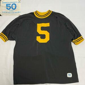 【貴重】1円スタート 60s Champion チャンピオン プロダクツタグ フットボール 半袖 Tシャツ ビンテージ ＸＬ 黒 ブラック 両面プリント