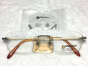 デッドストック 日本製 DOMINICI 眼鏡 フチなし DM-015 53 チタン ツーポイント グレー 未使用 TITAN 軽量 型板 メタルフレーム ドミニチ