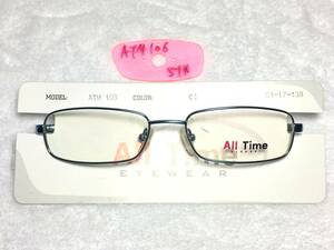 デッドストック ALL TIME EYEWEAR 眼鏡 ATM106 バネ蝶番 51 スクエア ブルー ホワイト 未使用 型板 メタル フレーム メンズ レディース