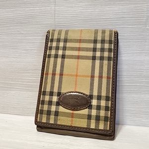 1761 即決 BURBERRY バーバリー カードケース カード入れ パスケース 定期入れ ノバチェック 柄 ロゴ レザー キャンバス