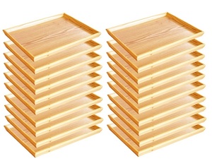 ★長角トレイＬ（約３９０Ｘ２８５Ｘ２５ｍｍ）木製ナチュラル２０枚新品
