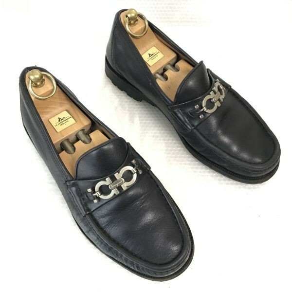 Salvatore Ferragamo/フェラガモ☆本革/ビットモカシン/ローファー【7.5/25.5/黒/BLACK】スリッポンシューズ/ビジネス/dress shoes◇bH-80