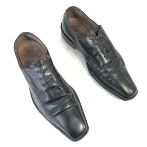 Made in Italy☆Ca lyo relia Rossana☆本革/ホールカットシューズ【40/25.0/黒/BLACK】 Lavorate a mano/ビジネス/dress shoes◆CD-89