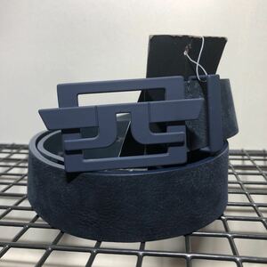 J.LINDEBERG Lindberg belt 80cm navy NEW WING BRUSHED LEATHER 073-68904-098 Italy made 