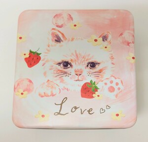 猫柄　猫雑貨　猫グッズ　こねこのこねこねクッキー缶　LOVE　白猫　猫缶　缶のみ　お菓子の缶　ねこ　ネコ　キャット