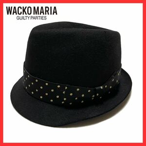 WACKO MARIA 東京HAT ROCKERS ワコマリア ロッカーズ 中折れ 兎毛 ラビットファー ウール ドット リボン ハット 帽子 キャップ M 58 黒