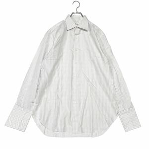 Brioni ストライプ カッターシャツ Yシャツ ドレスシャツ size40 15 3/4 コットン 綿 ホワイト 白 ブリオーニ