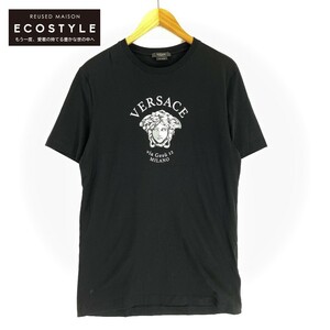 Versace ヴェルサーチ A88659 ブラック メデューサ クルーネックTシャツ ブラック XL トップス コットン メンズ 中古