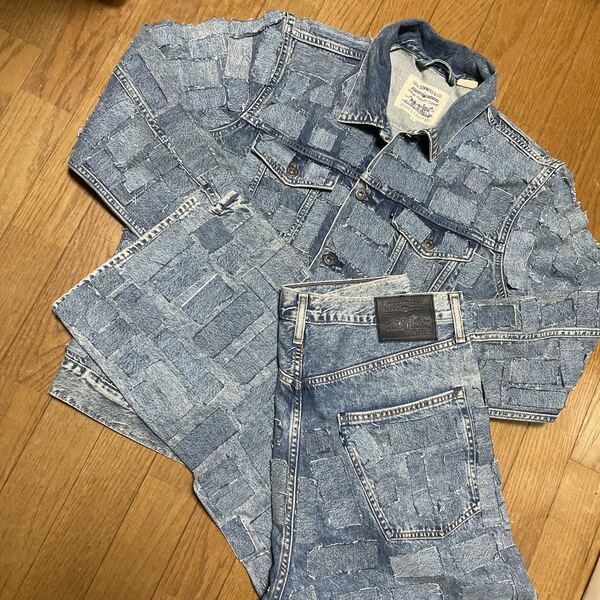 LEVI’S(R) MADE&CRAFTED(R) TYPE III DARK MISSHAPES パッチワーク　ツギハギ　ビンテージ加工　セットアップ　scab LMC DARK MISSHAPE