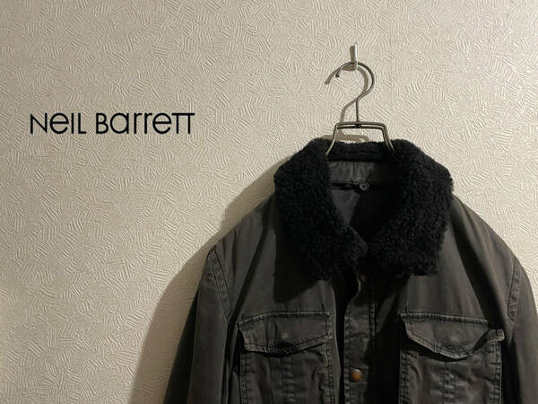 ◯ イタリア製 Neil Barrett ボア カラー ワーク ジャケット / ニールバレット ブルゾン グレー XS Mens #Sirchive