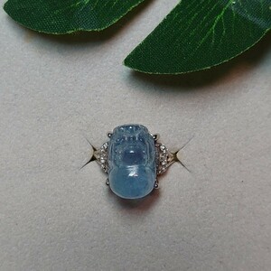  aquamarine ...... natural stone ring . loquat ring Power Stone free size high quality sculpture silver antique color stone 