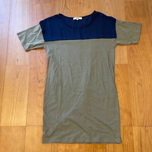 OZOC オゾック　トップス　Tシャツ　半袖　バイカラー　紺　カーキ　ネイビー　38 M