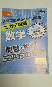 進研ゼミ＊中学講座＊中3 入試で差がつく！中3範囲 ニガテ攻略＊数学／関数 相似 三平方の定理