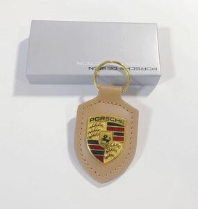 PORSCHE ポルシェ クレスト キーホルダー茶色