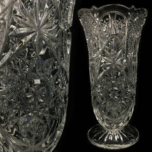 ut7/50 BOHEMIA Cristal/ボヘミアクリスタル 花瓶 高さ約30.5cm/クリア/カットガラス/外箱付き/花器/フラワーベース○