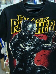 US古着 BLACK PANTHER ブラックパンサー MARVEL マーベル Tシャツ 黒 (S)【ネコポス可能】