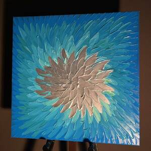 Art hand Auction Handgemaltes Ölgemälde Blaues Blütenblatt Gemälde Interieur Ölgemälde, Malerei, Ölgemälde, Abstraktes Gemälde