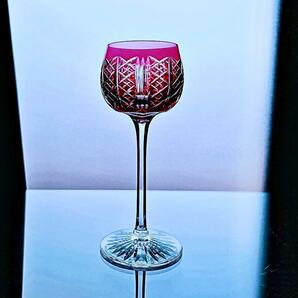輝くオールドサンルイSaint Louis リースリングRiesling のワイングラス リキュールグラス 被せ赤切子 1936'sフランスアンティーク バカラの画像1