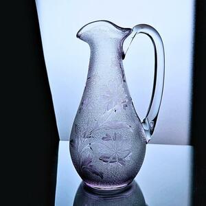 極上オールドサンルイSaint Louis 花模様エッチングの花瓶 エグランチエEglantier デキャンタ 水差し カラフェ 1936'sフランスアンティーク