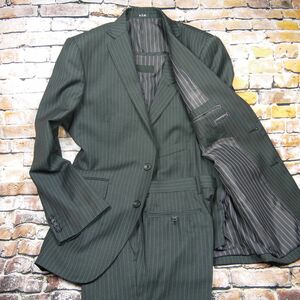 ☆美品 A.S.M ATELIER SAB MEN アトリエサブメン スリーピース スーツ【50/L相当】ウエスト加工済 総裏 チャコールグレーストライプ☆11