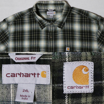 アメリカ購入品 美品 Carhartt カーハート ヘビーネル オンブレチェック シャツ 超ビックサイズ 黒×カーキ×ベージュ 2XL_画像8